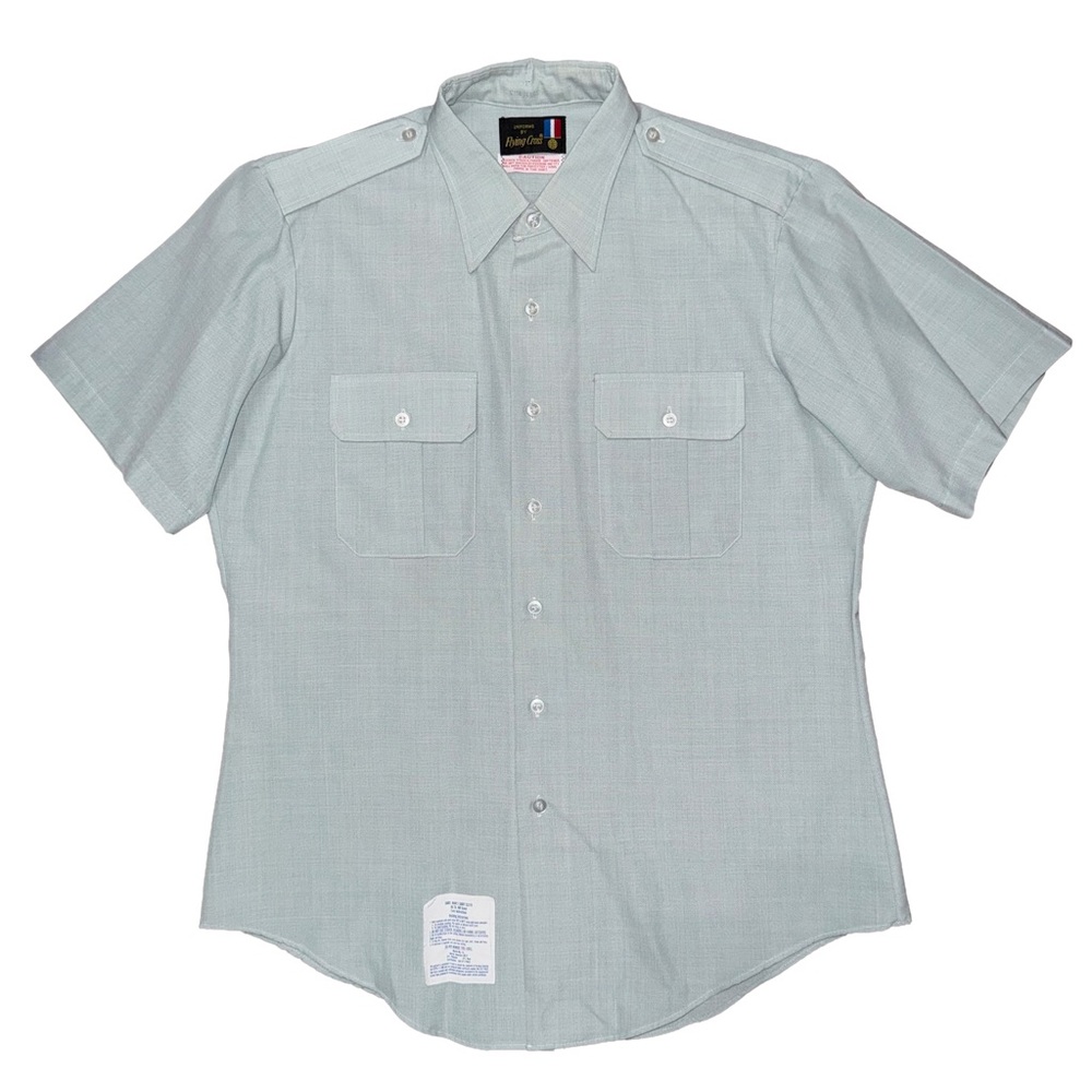 💙💖Vintage Flying Cross Green Military Uniform Short Sleeve Button Down Shirt